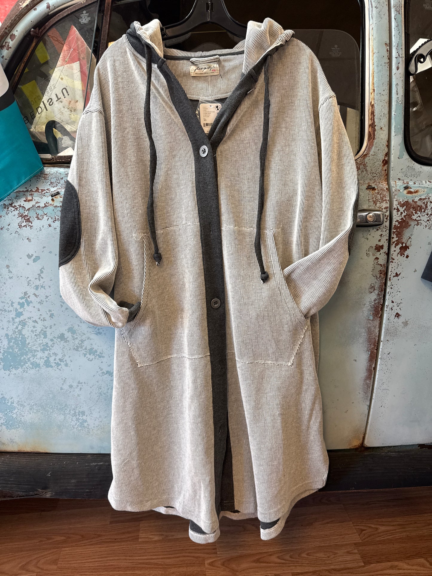 Drifter Pinstripe Hooded Duster