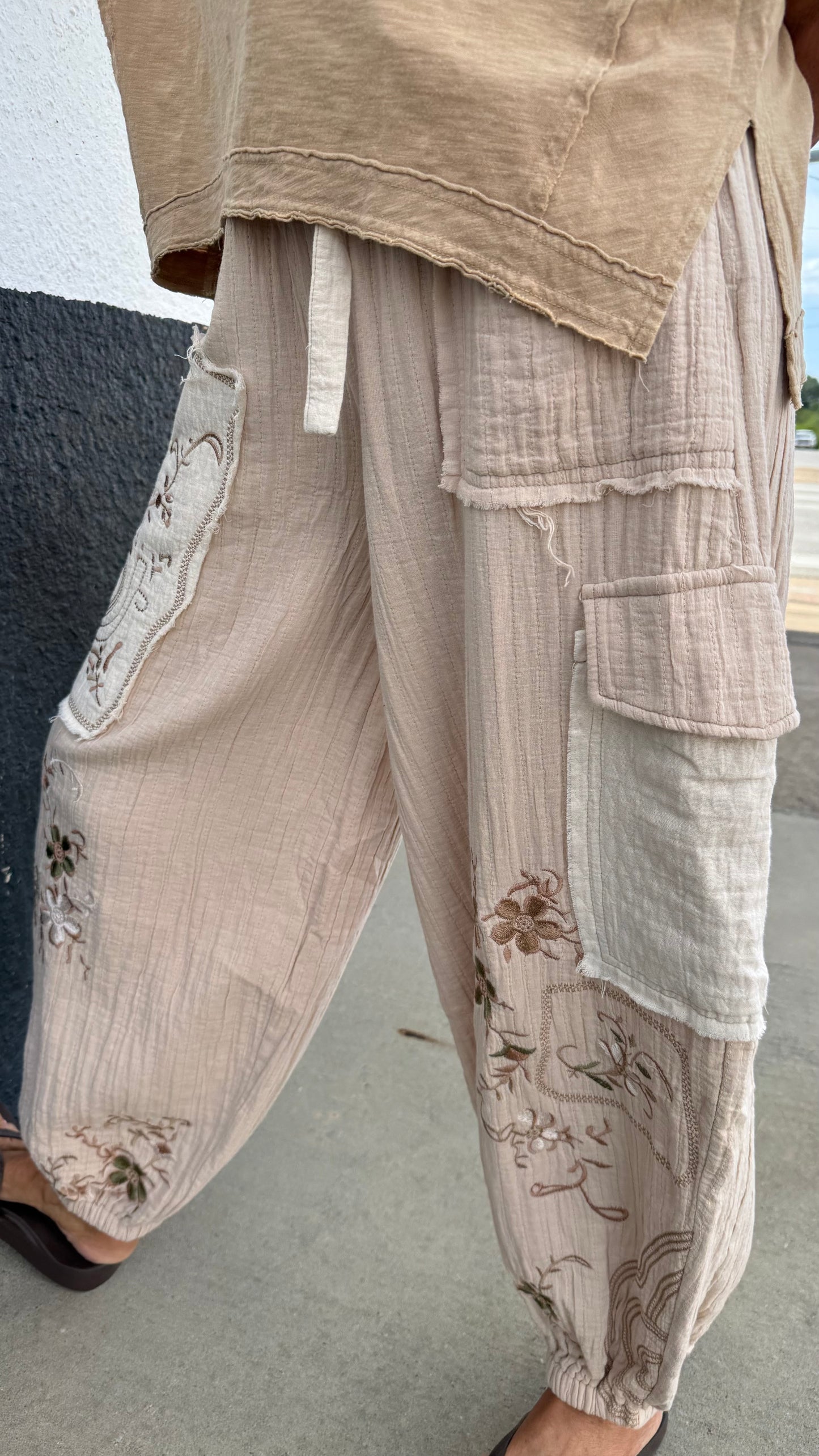 Sandwashed Bloom Gauze Cargo Pants