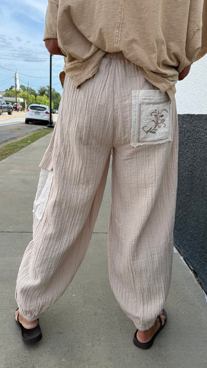 Sandwashed Bloom Gauze Cargo Pants