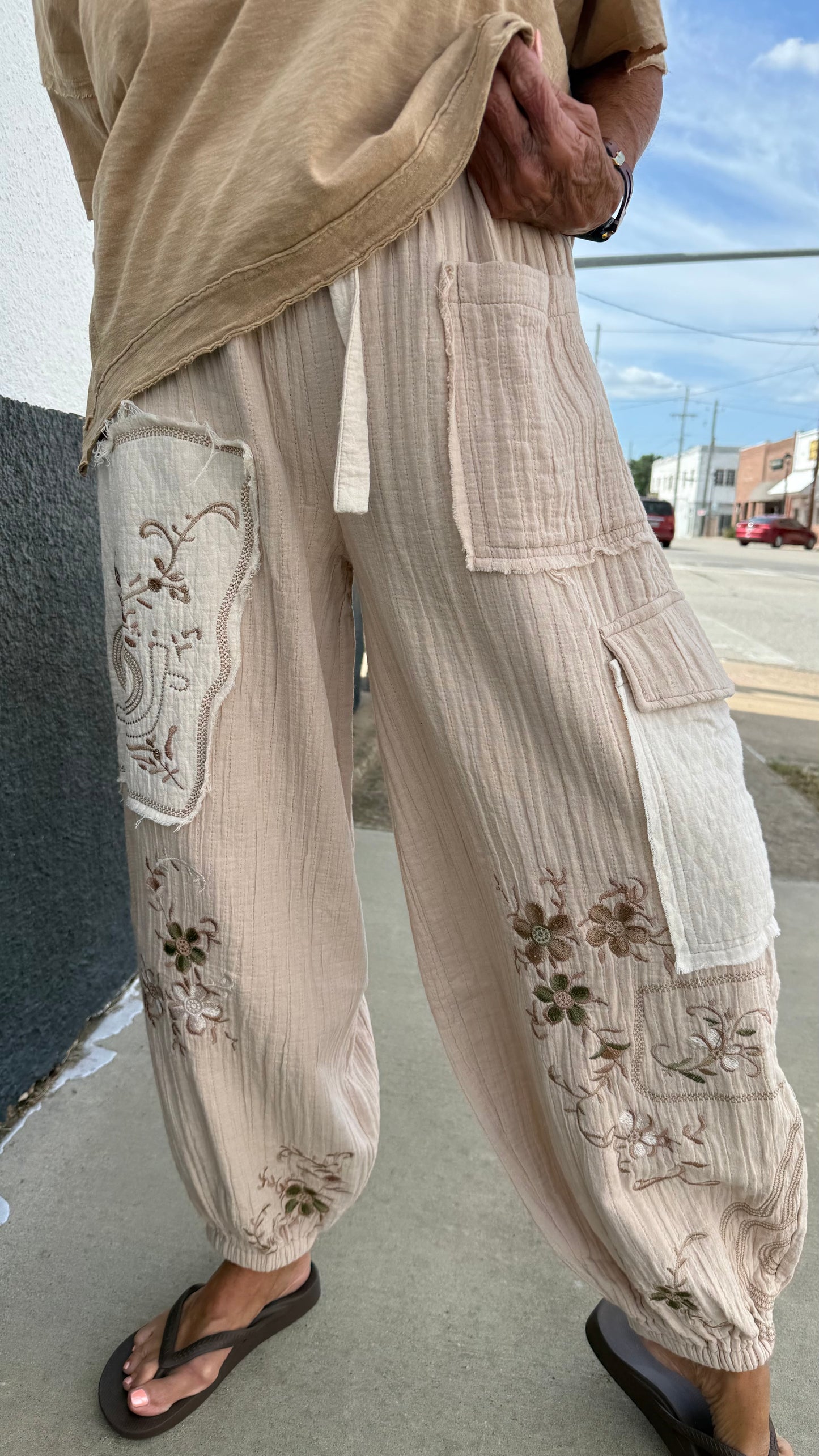 Sandwashed Bloom Gauze Cargo Pants