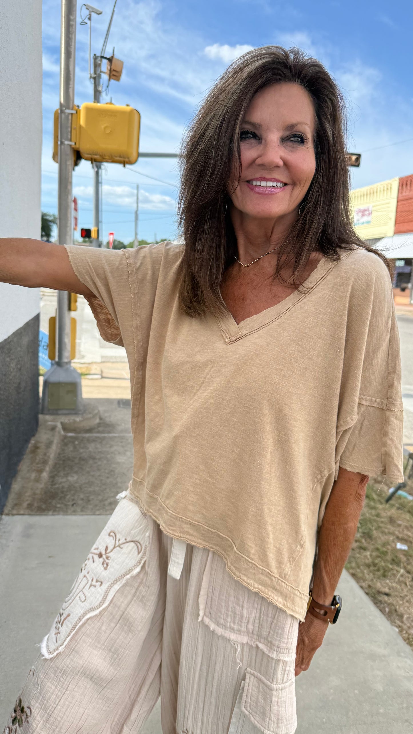 Desert Dusk V-Neck Cotton Top