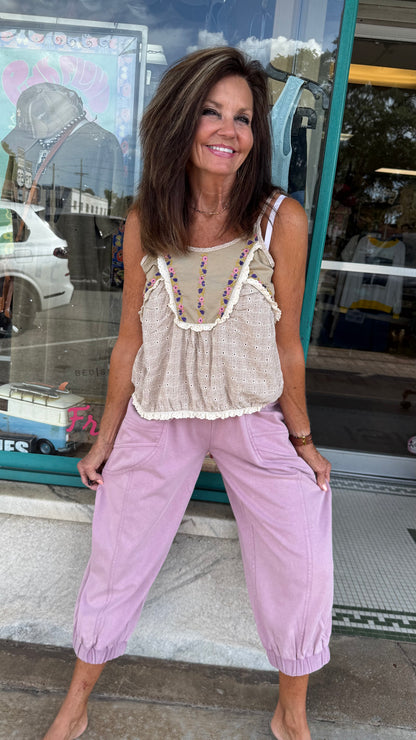 Wildflower Eyelet Babydoll Tank