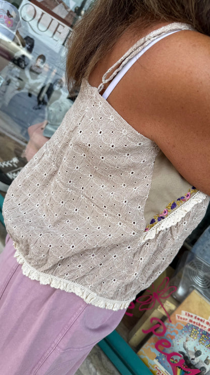 Wildflower Eyelet Babydoll Tank