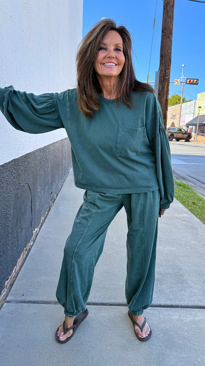 Dark Green Soft Knit Jogger Set