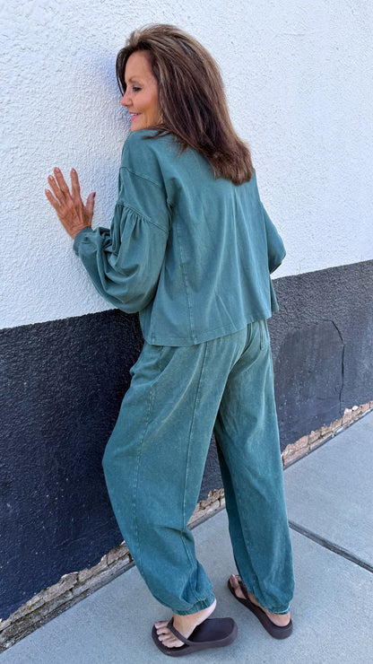 Dark Green Soft Knit Jogger Set