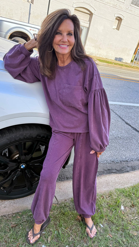 Dark Cherry Soft Knit Jogger Set