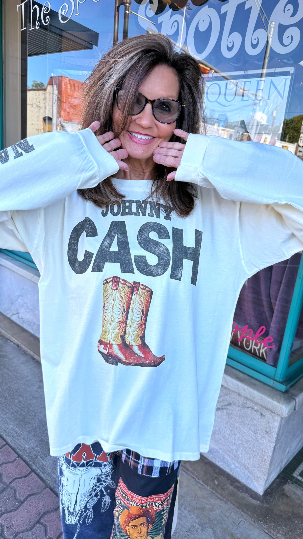 Johnny Cash 1932 Boots Long Sleeve