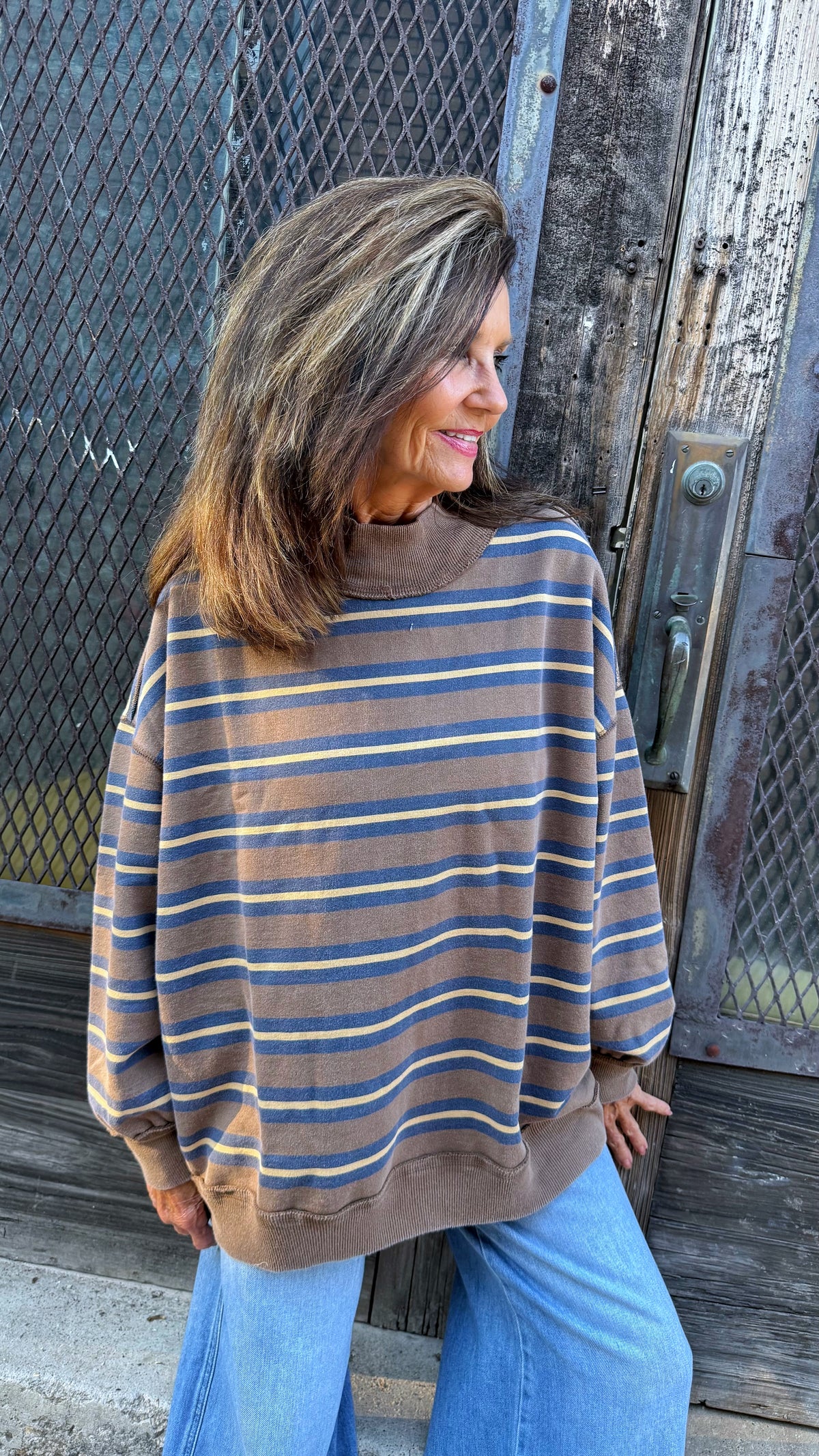 Free People Striped Sweatshirt