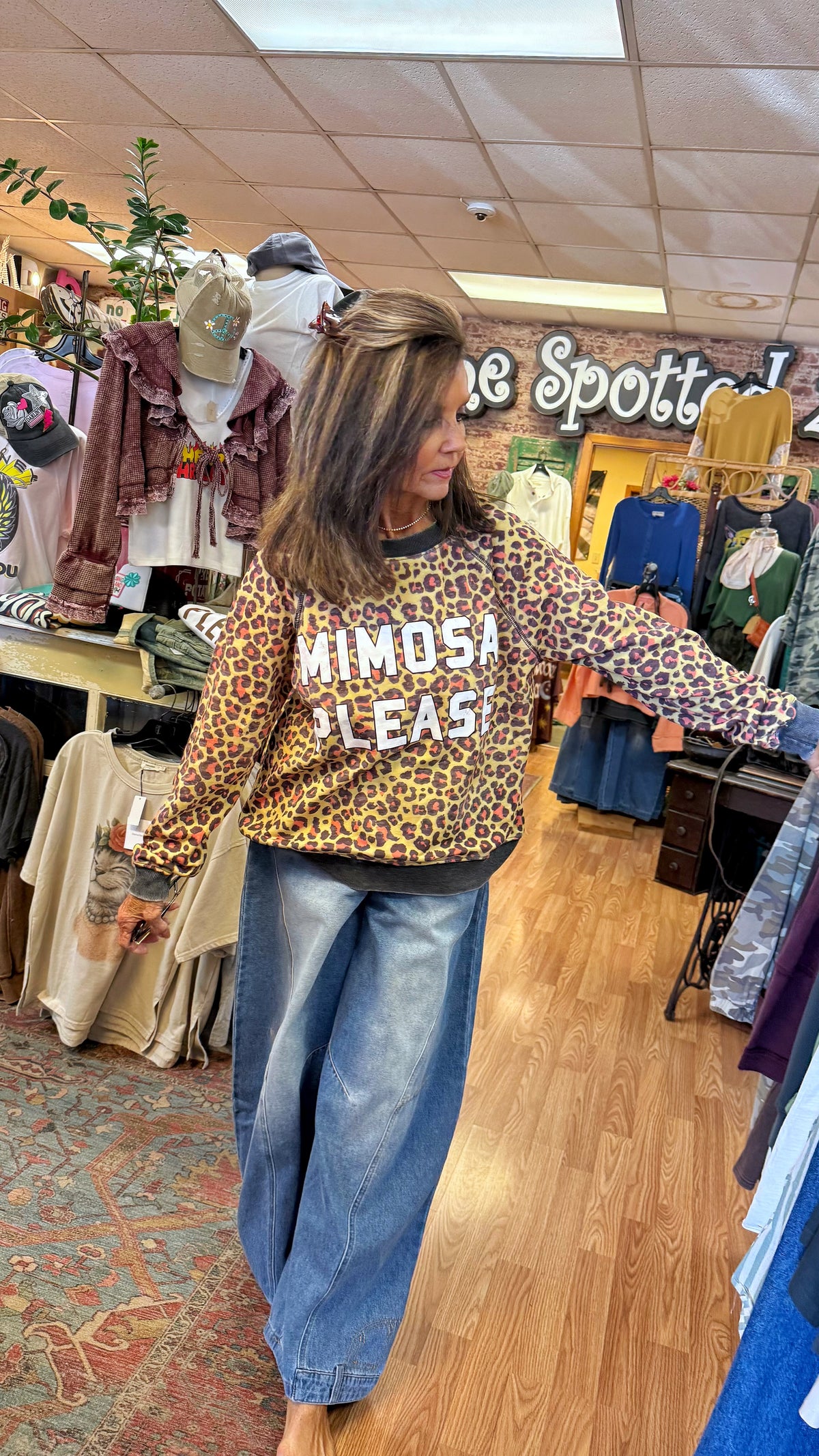 Mimosa Please Leopard Sweatshirt