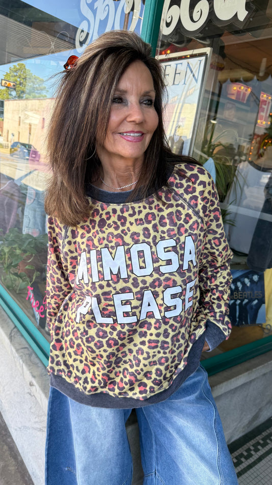 Mimosa Please Leopard Sweatshirt