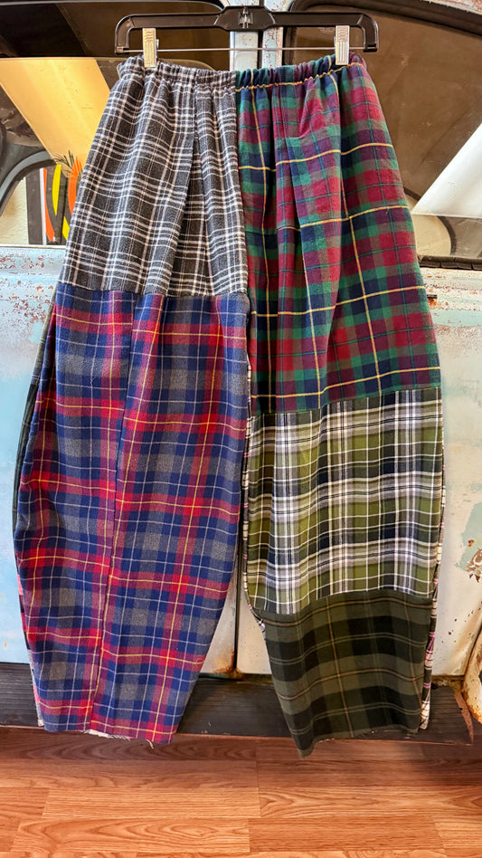 Vintage Plaid Patchwork Pants