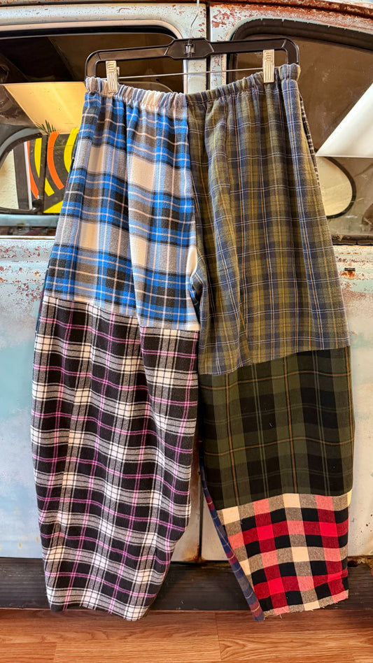 Vintage Plaid Patchwork Pants