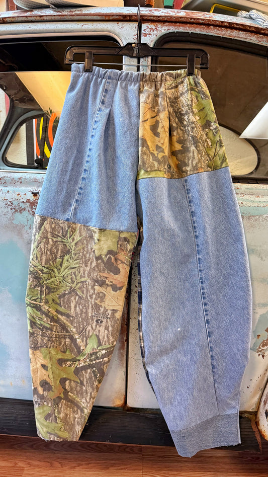Vintage Denim Camo Patchwork Pants