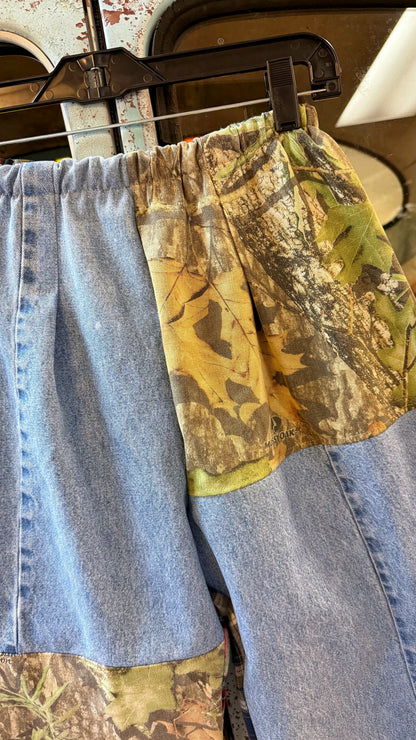 Vintage Denim Camo Patchwork Pants