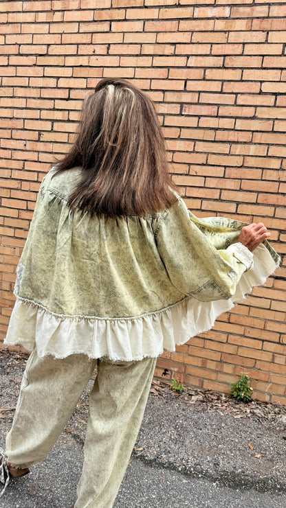 Lace Patch Olive Twill Jacket