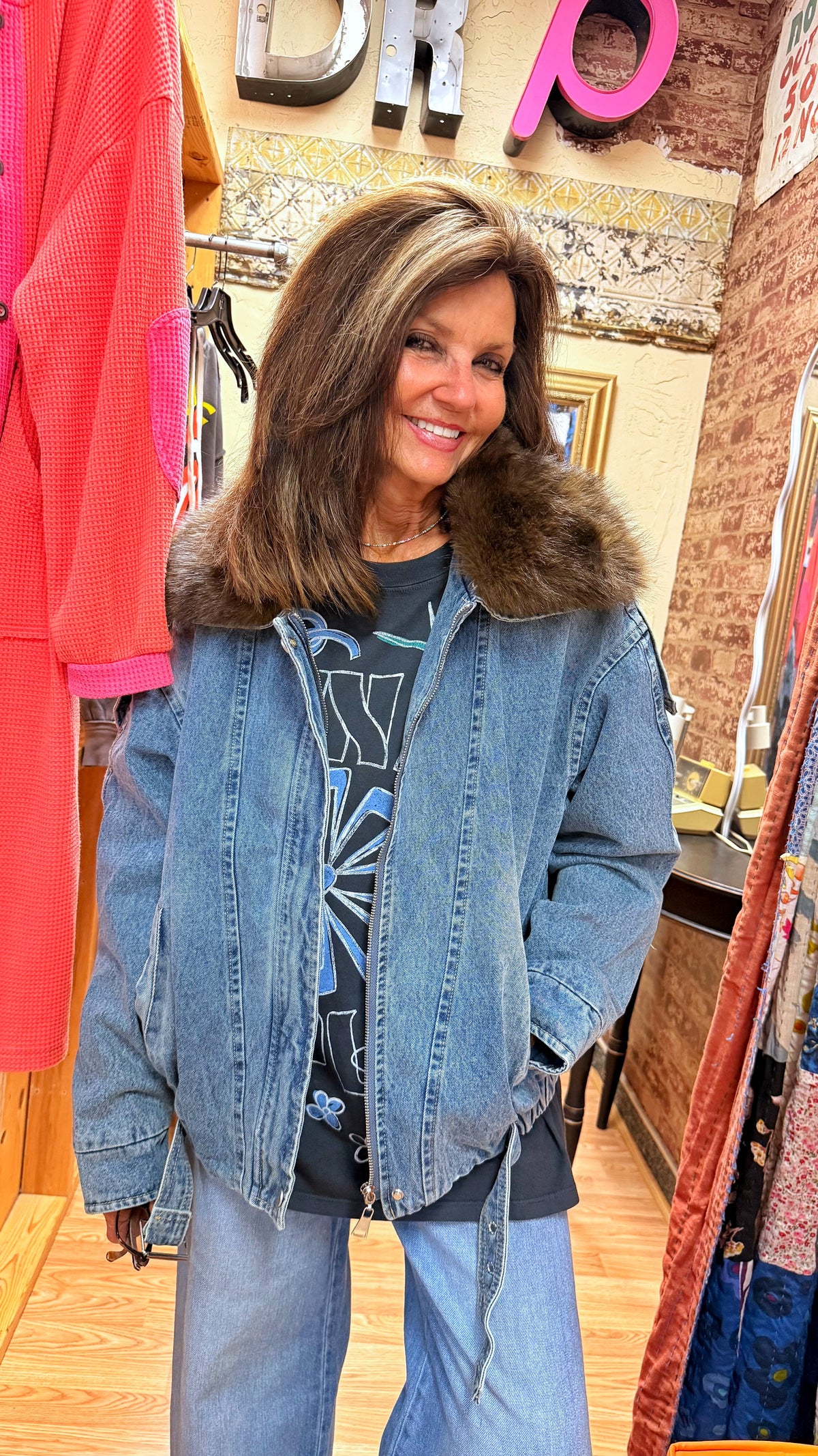 Denim Jacket w/ Fur Collar