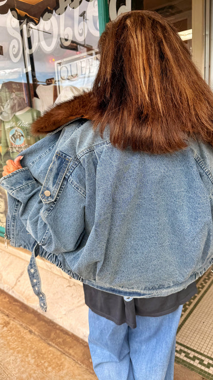 Denim Jacket w/ Fur Collar