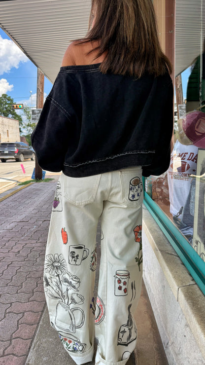 Fable Low Rise Print Barrel Jeans
