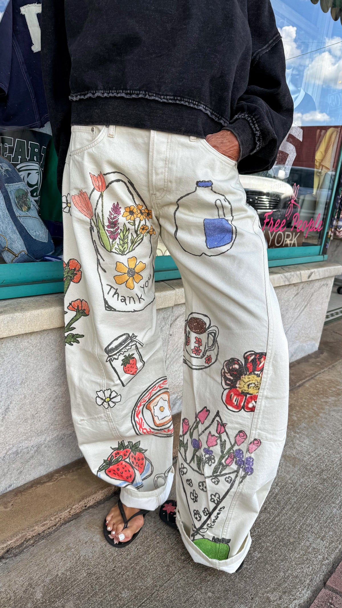 Fable Low Rise Print Barrel Jeans