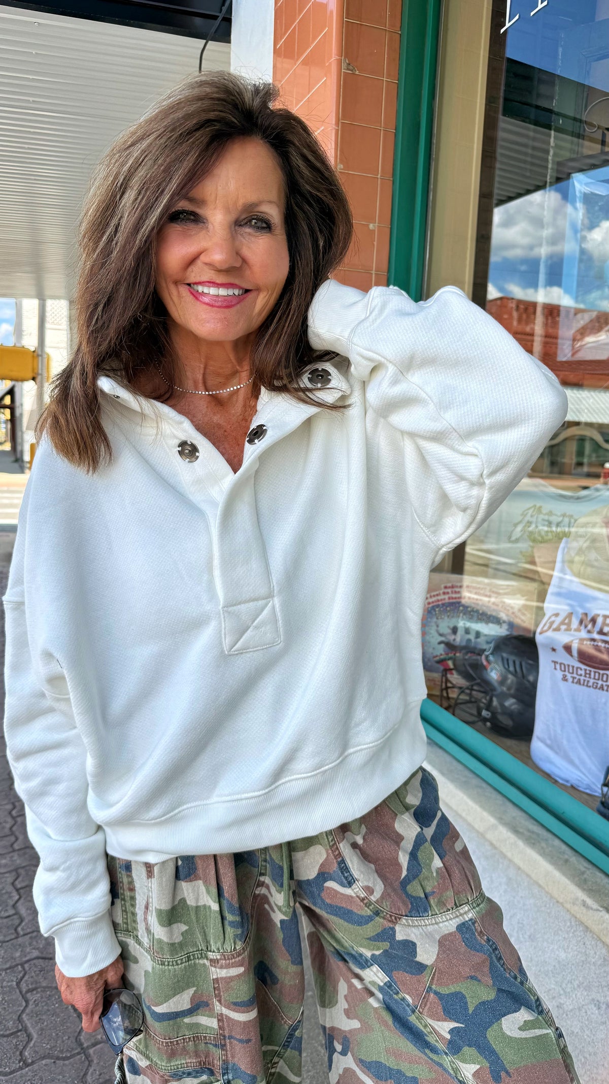 Ivory Snap Pullover Sweatshirt