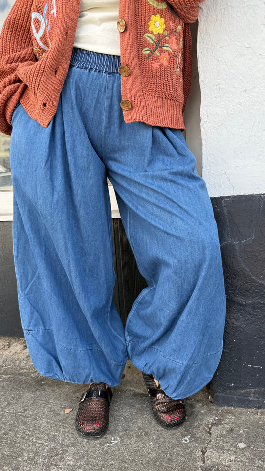 Denim Blue Balloon Pants