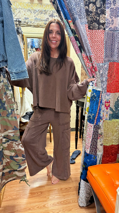 Dark Brown Soft Knit Pants