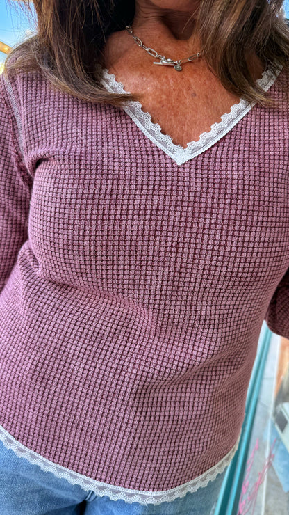 Blood Red Vintage Washed Knit Top