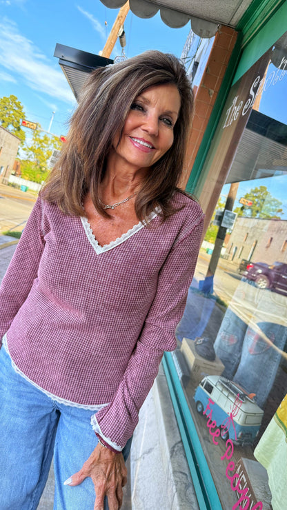 Blood Red Vintage Washed Knit Top