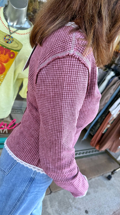 Blood Red Vintage Washed Knit Top
