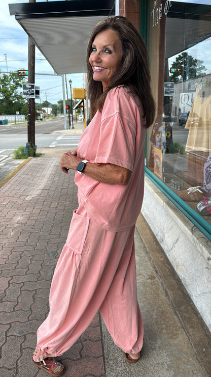 Washed Pink Balloon Pant Set