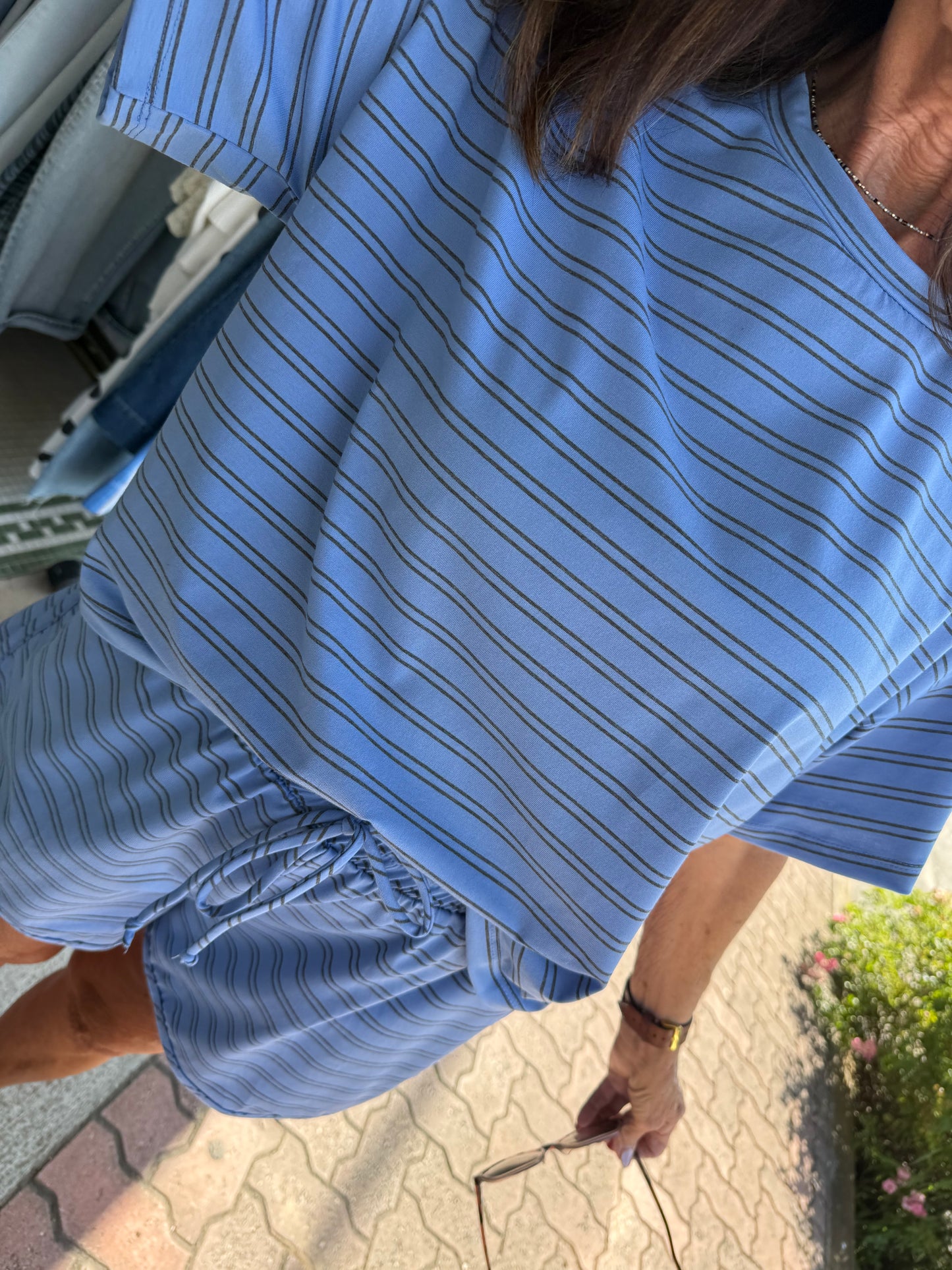 Blue Skies Ahead Striped Lounge Set