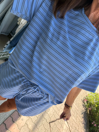 Blue Skies Ahead Striped Lounge Set