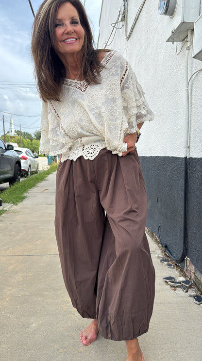 Mocha Balloon Pleated Pants