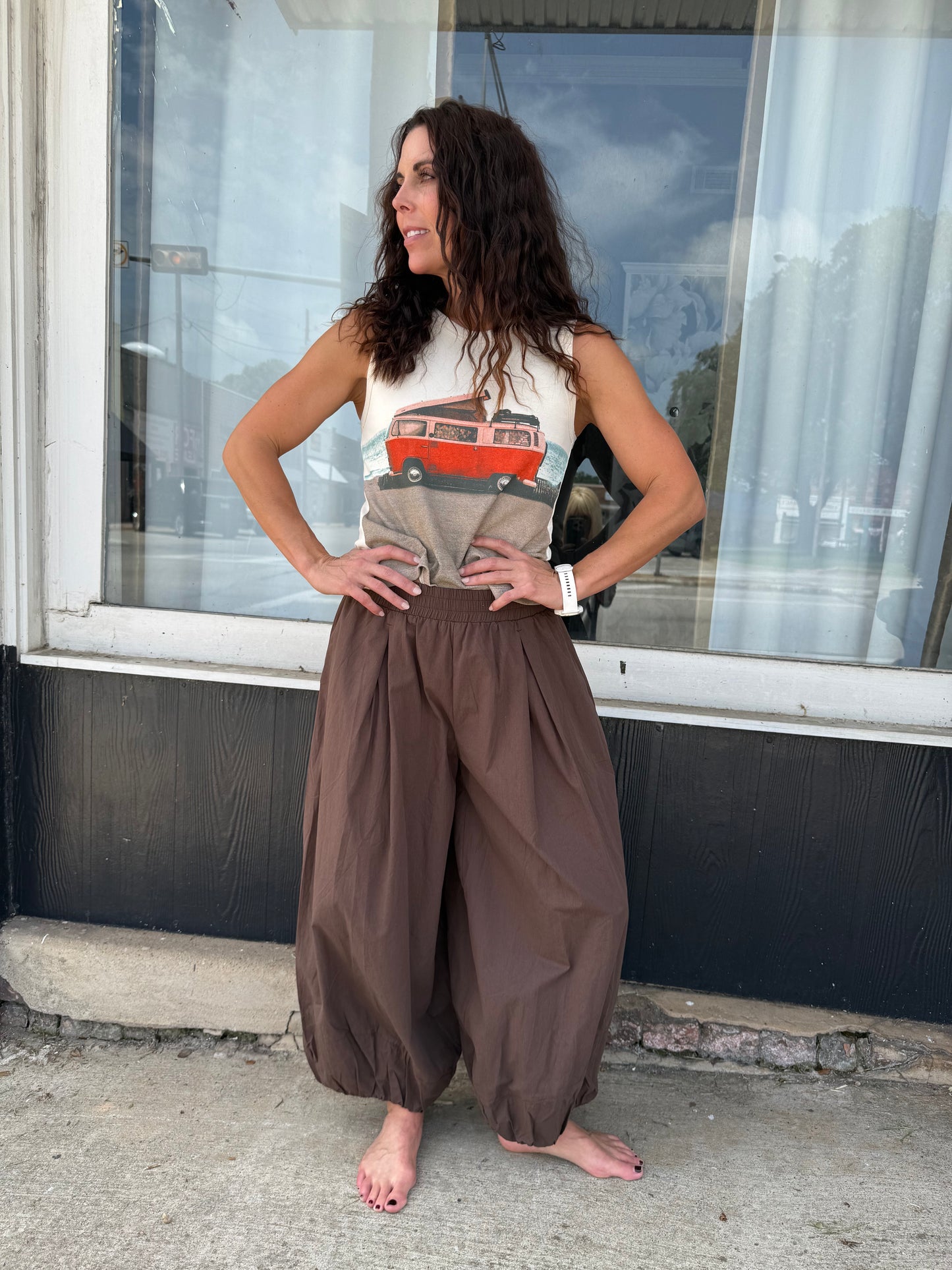 Mocha Balloon Pleated Pants