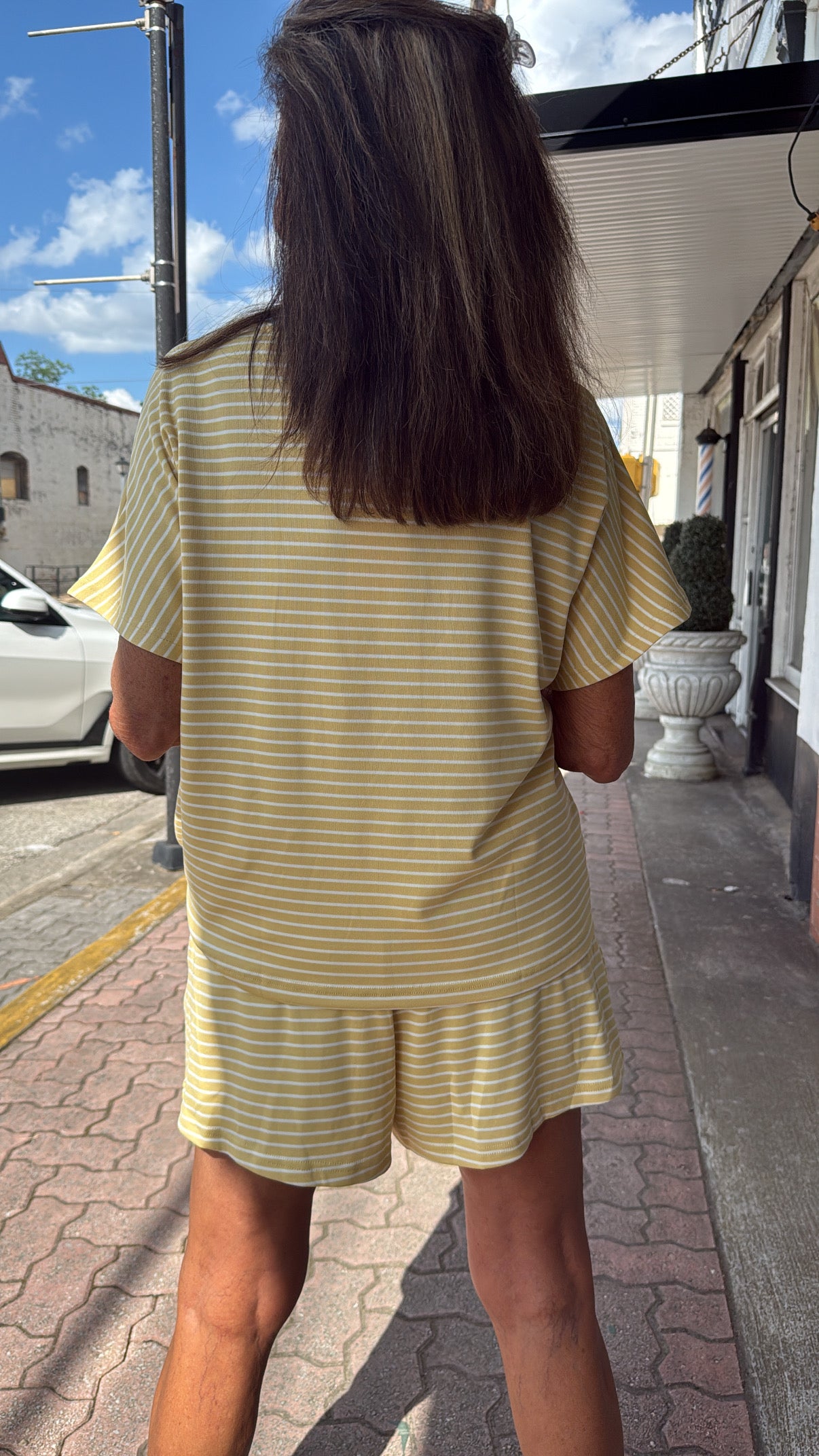 Butter & Sky Striped Short Set