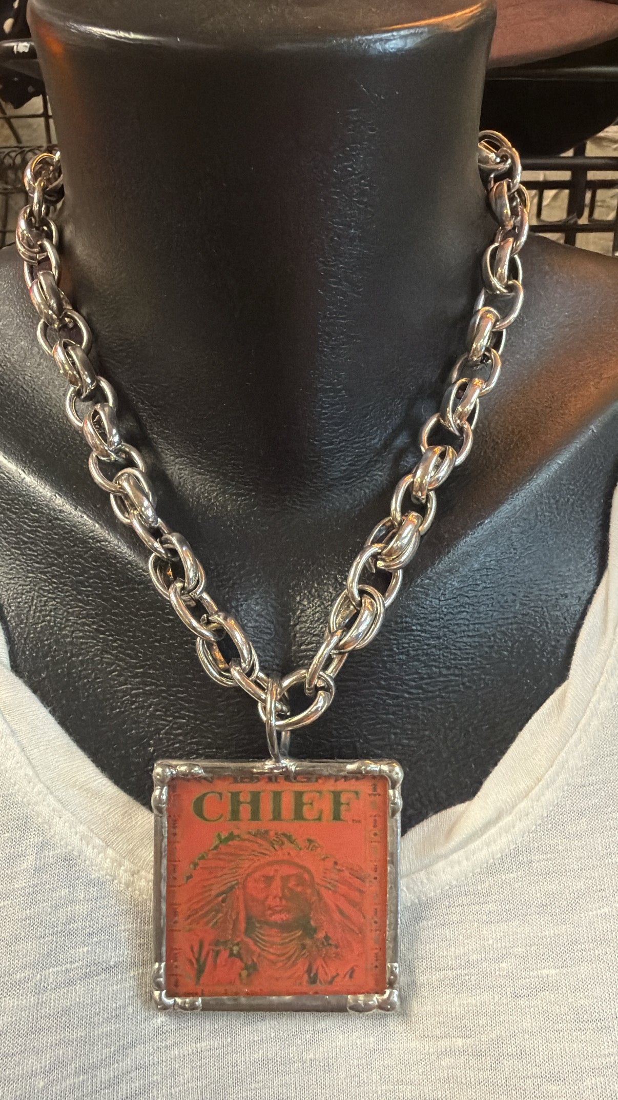 Vintage Chief Portrait Pendant Necklace