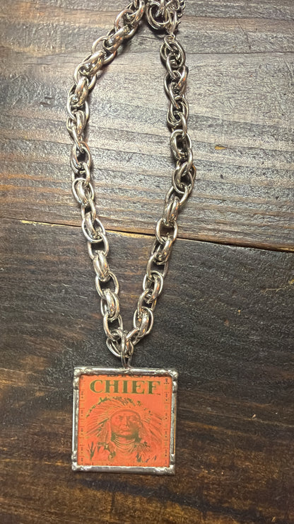 Vintage Chief Portrait Pendant Necklace