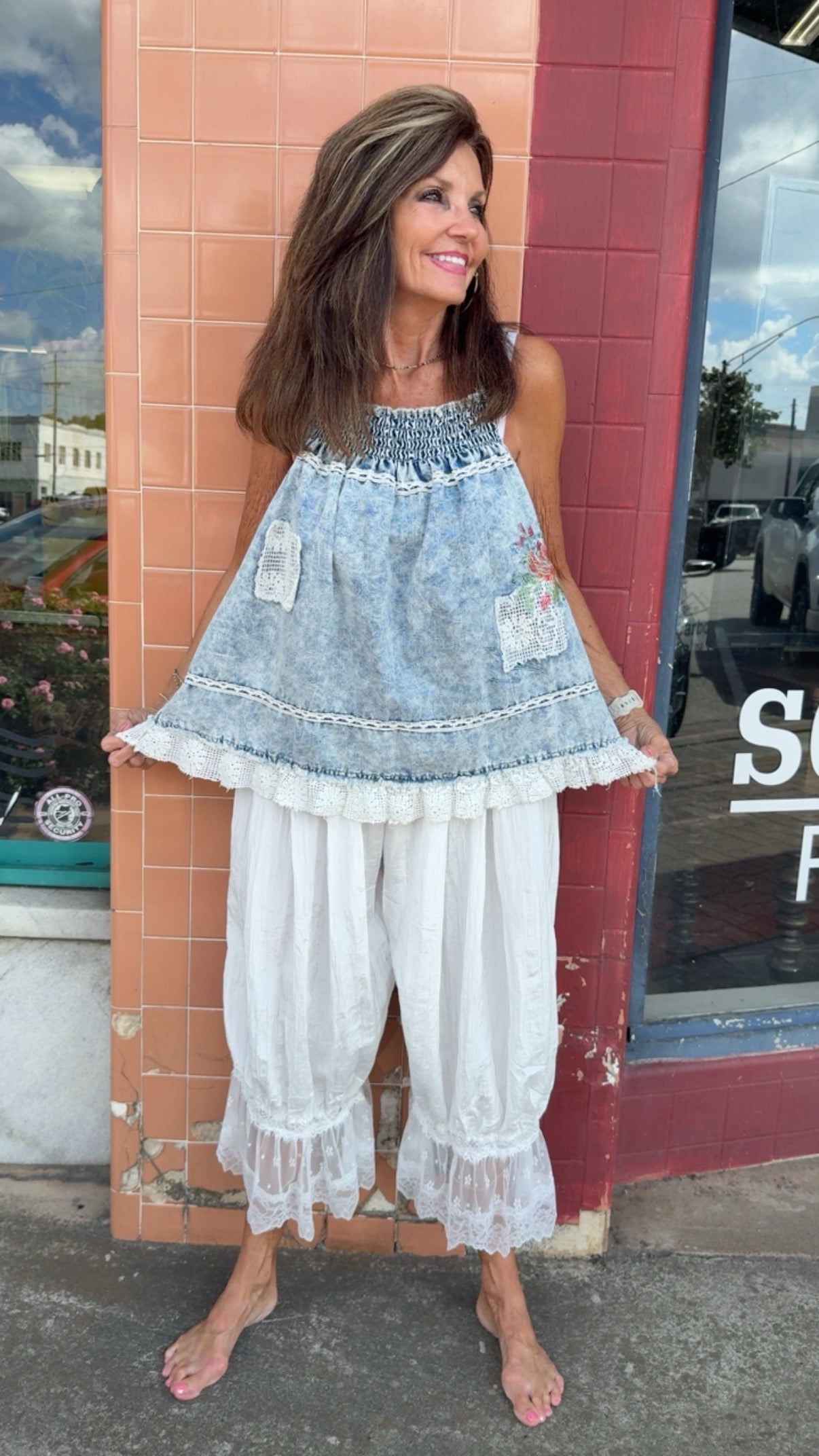 The Denim Lace Bloomer Styled Outfit