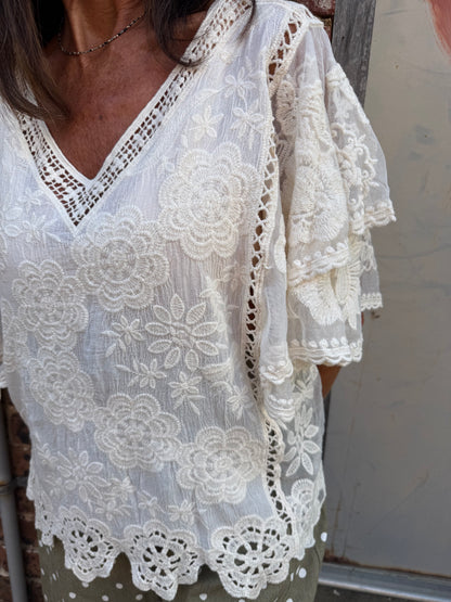 Lace Be Honest Embroidered Blouse