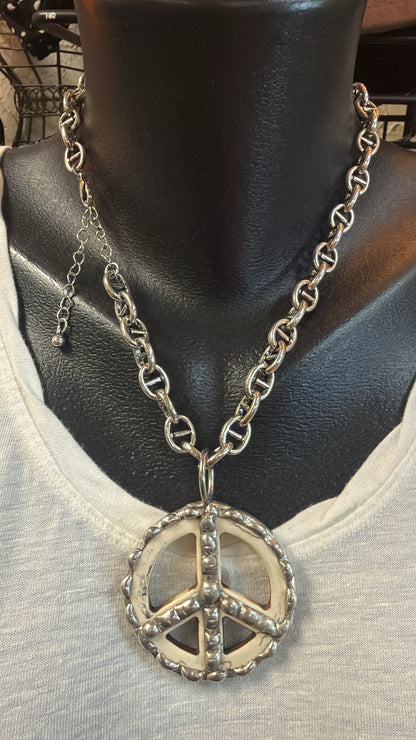 Ivory Stone Peace Pendant Necklace