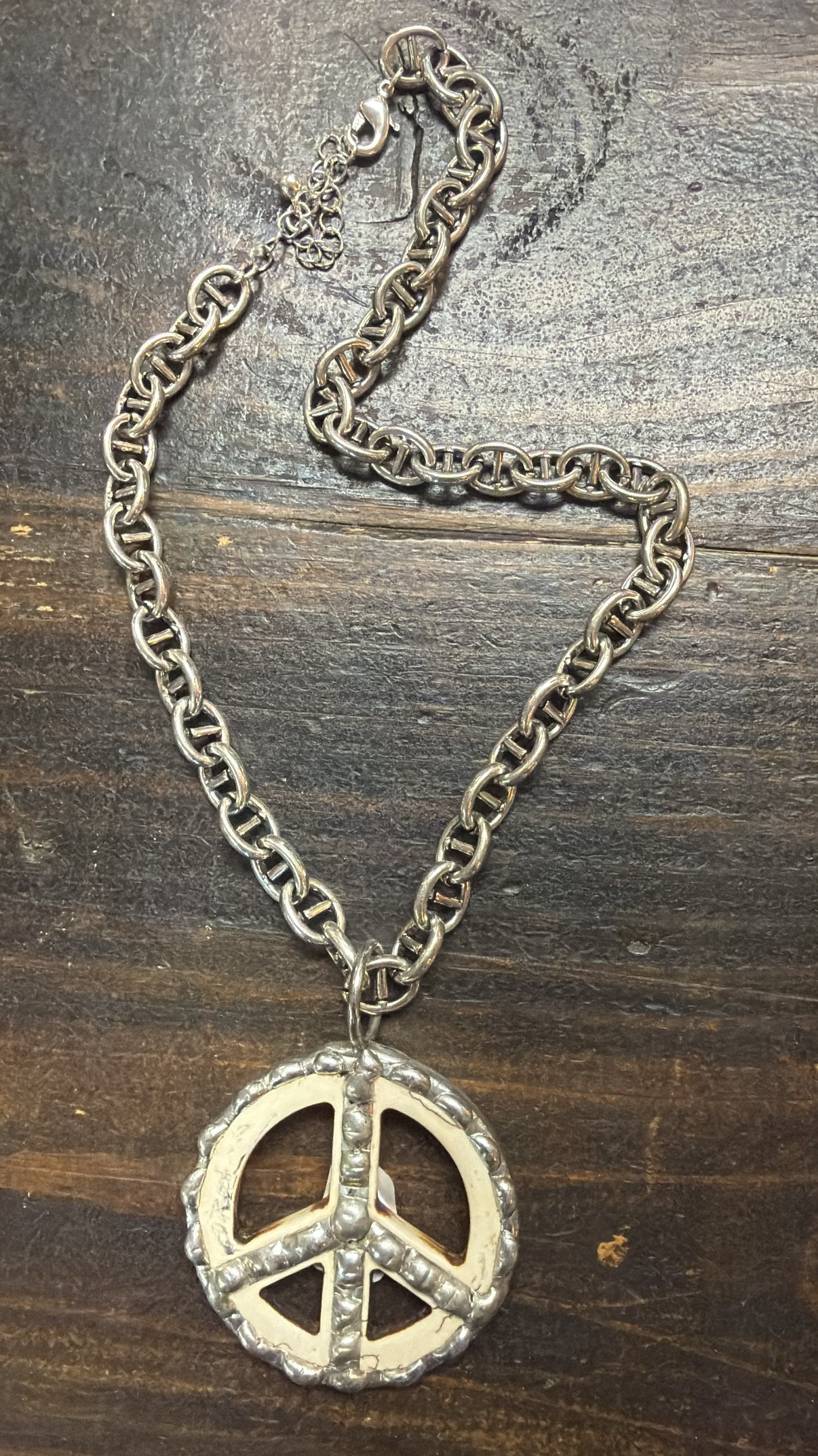 Ivory Stone Peace Pendant Necklace
