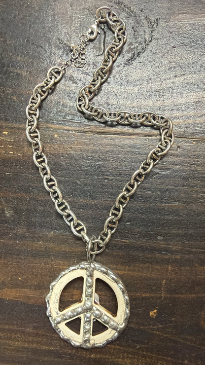 Ivory Stone Peace Pendant Necklace