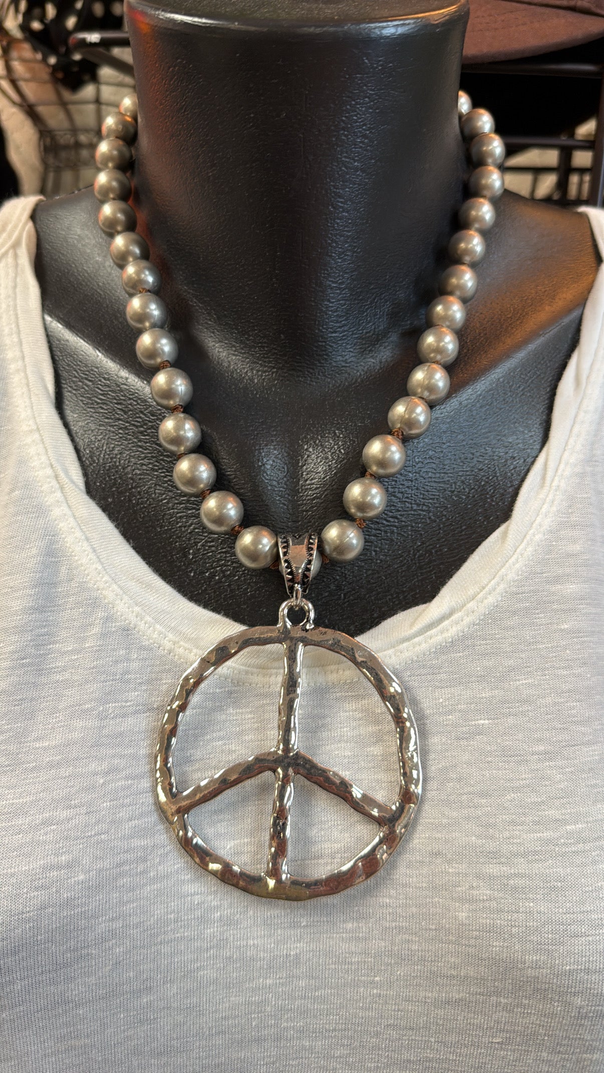 Silver Peace Pendant Necklace