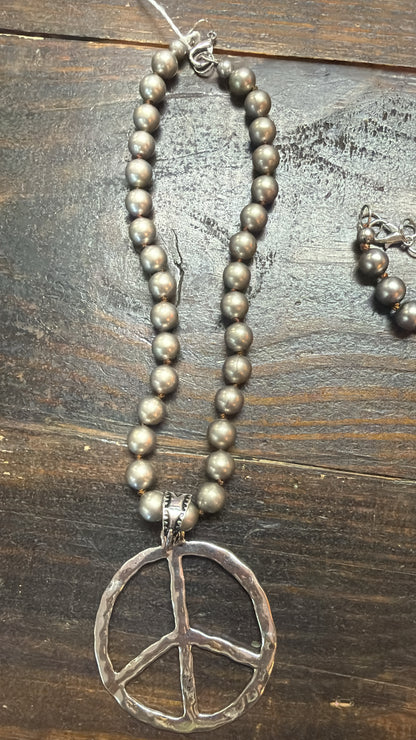 Silver Peace Pendant Necklace