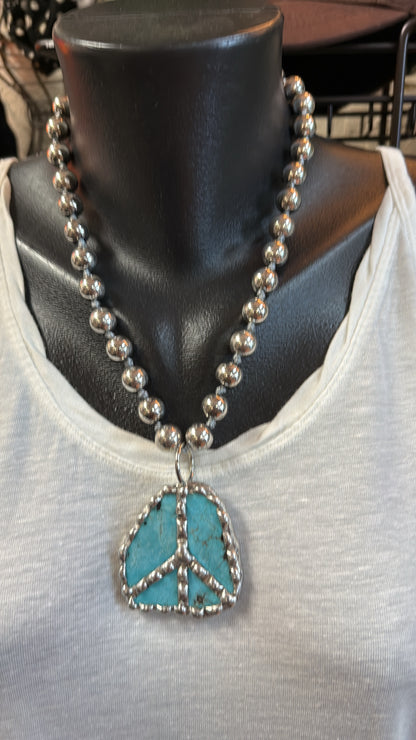 Turquoise Peace Pendant Necklace