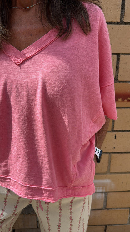 Crop V-Neck Tee