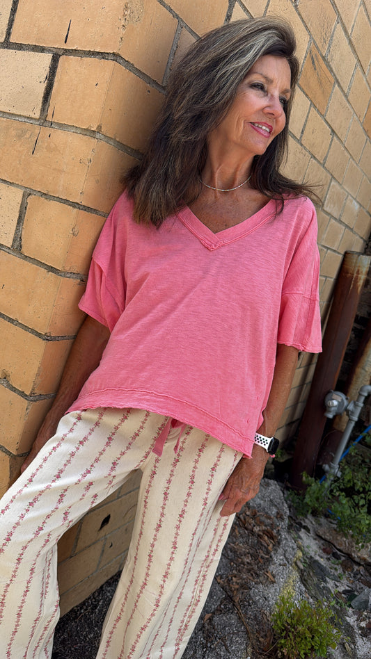 Crop V-Neck Tee
