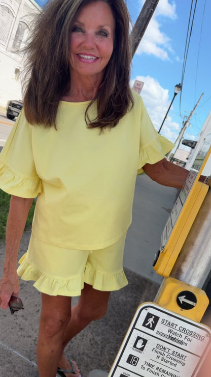 The Lemon Drop Ruffle Short Set