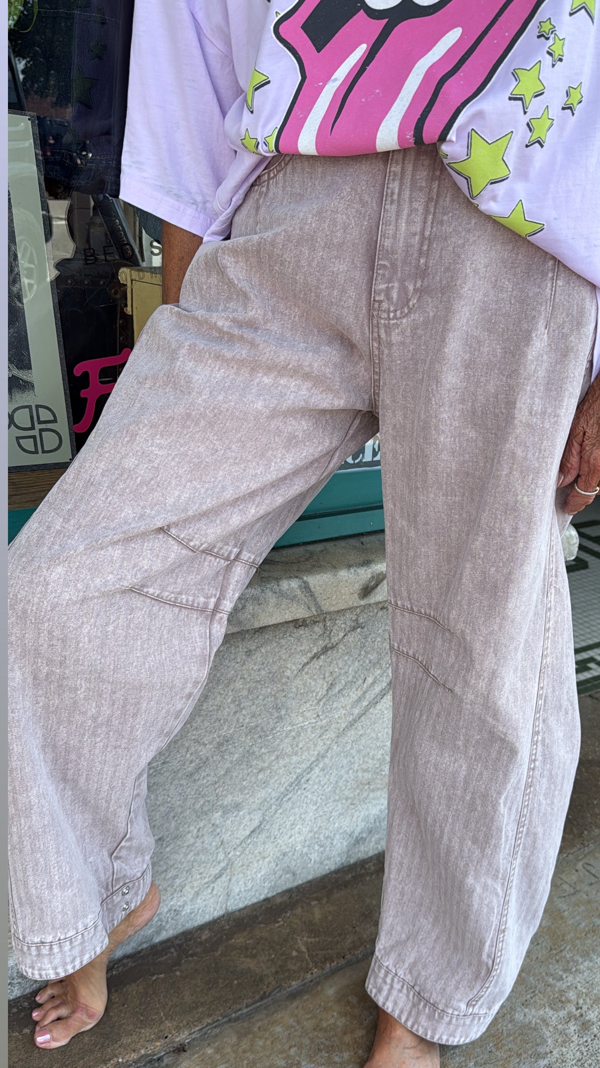 The Mauve Moon Barrel Jeans