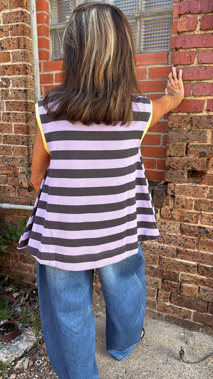 Lavender Lane Striped Flowy Top
